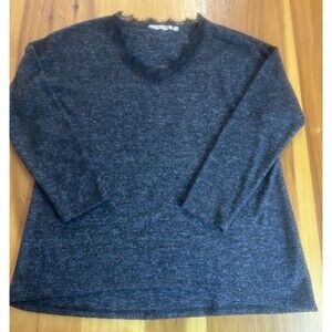 Soft Surroundings Women’s Sweater. Medium. V Neck. Lace Trim. Long Sleeve